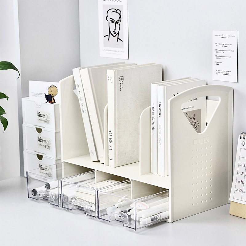 Document Holder Stand - Space Saving Bookend with Drawers Desktop