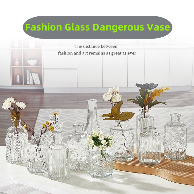 Home Office Layout - Handmade Carved Glass Vase - Hydroponic