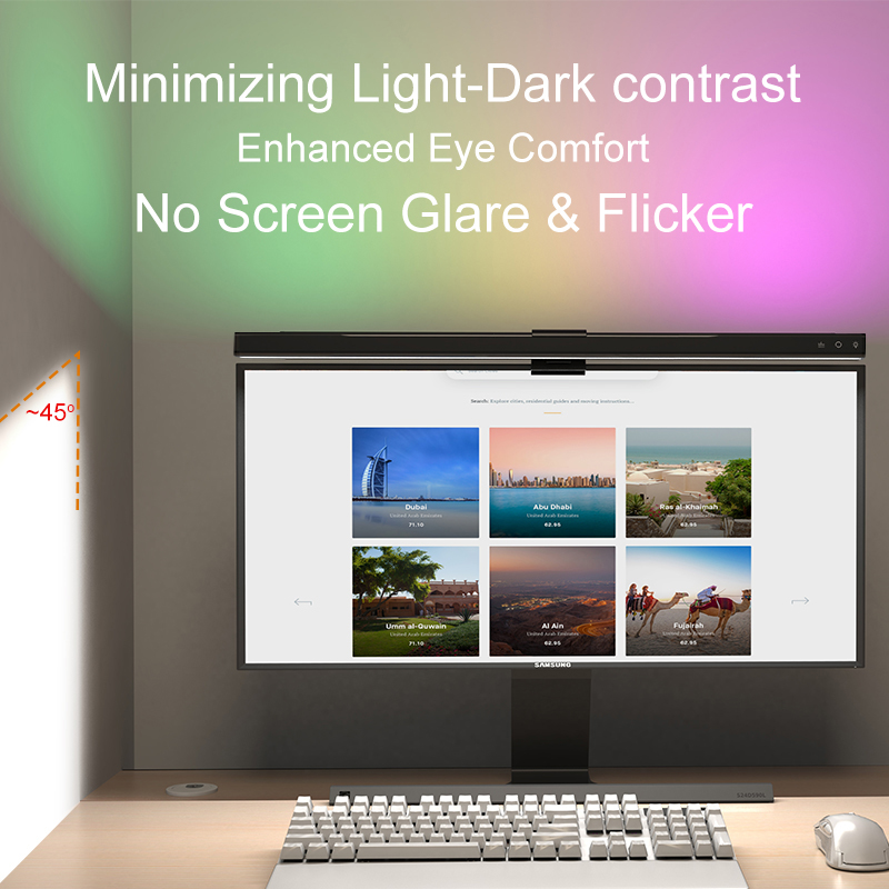 60/80cm RGB Light LED Monitor  - đánh giá và giá Home Office Work Table