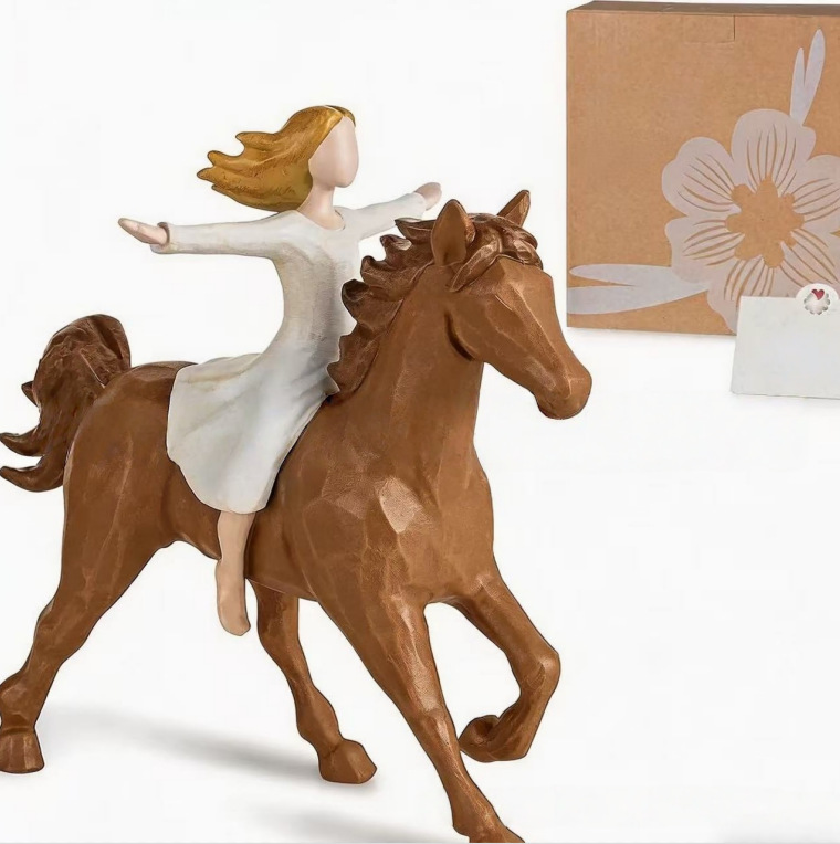 Wood Carving Style Girl Riding - đánh giá và giá Home Office Room Inspiration
